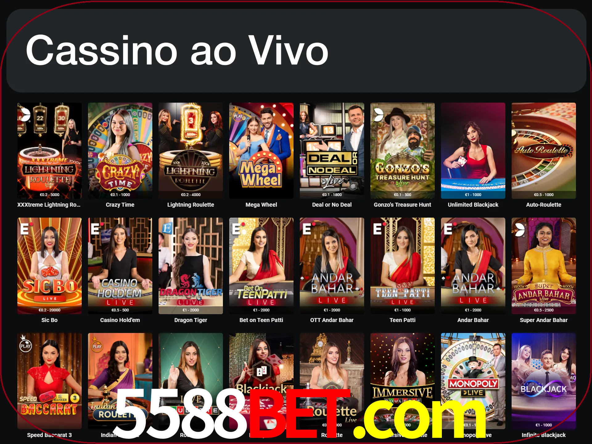 Jogue jogos de cassino com um verdadeiro dealer.