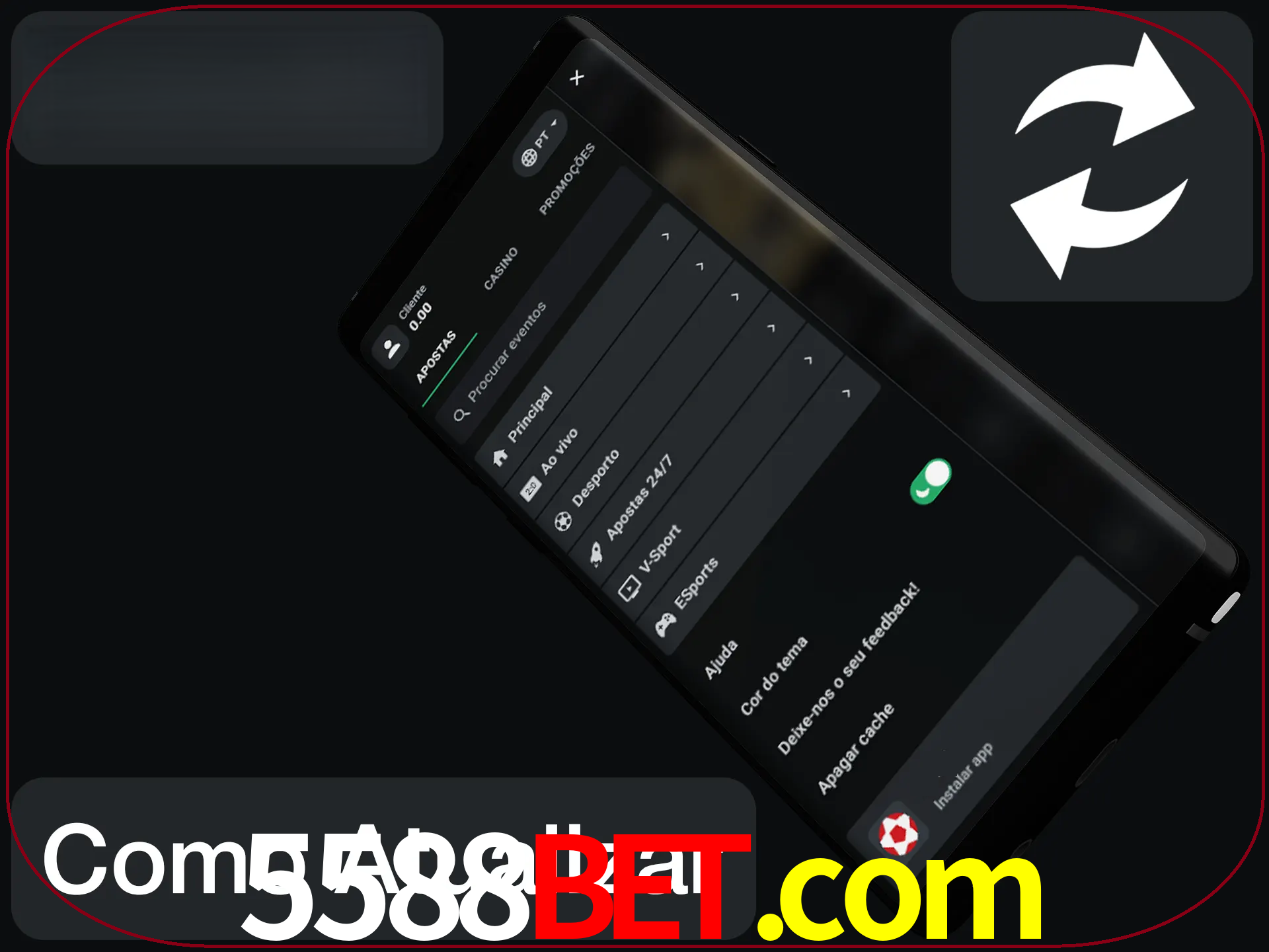 O aplicativo é atualizado automaticamente quando você faz o login.
