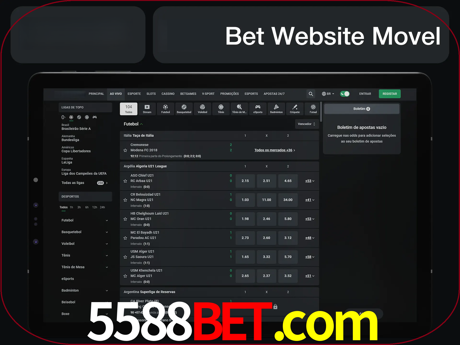 Use nosso website em qualquer dispositivo.